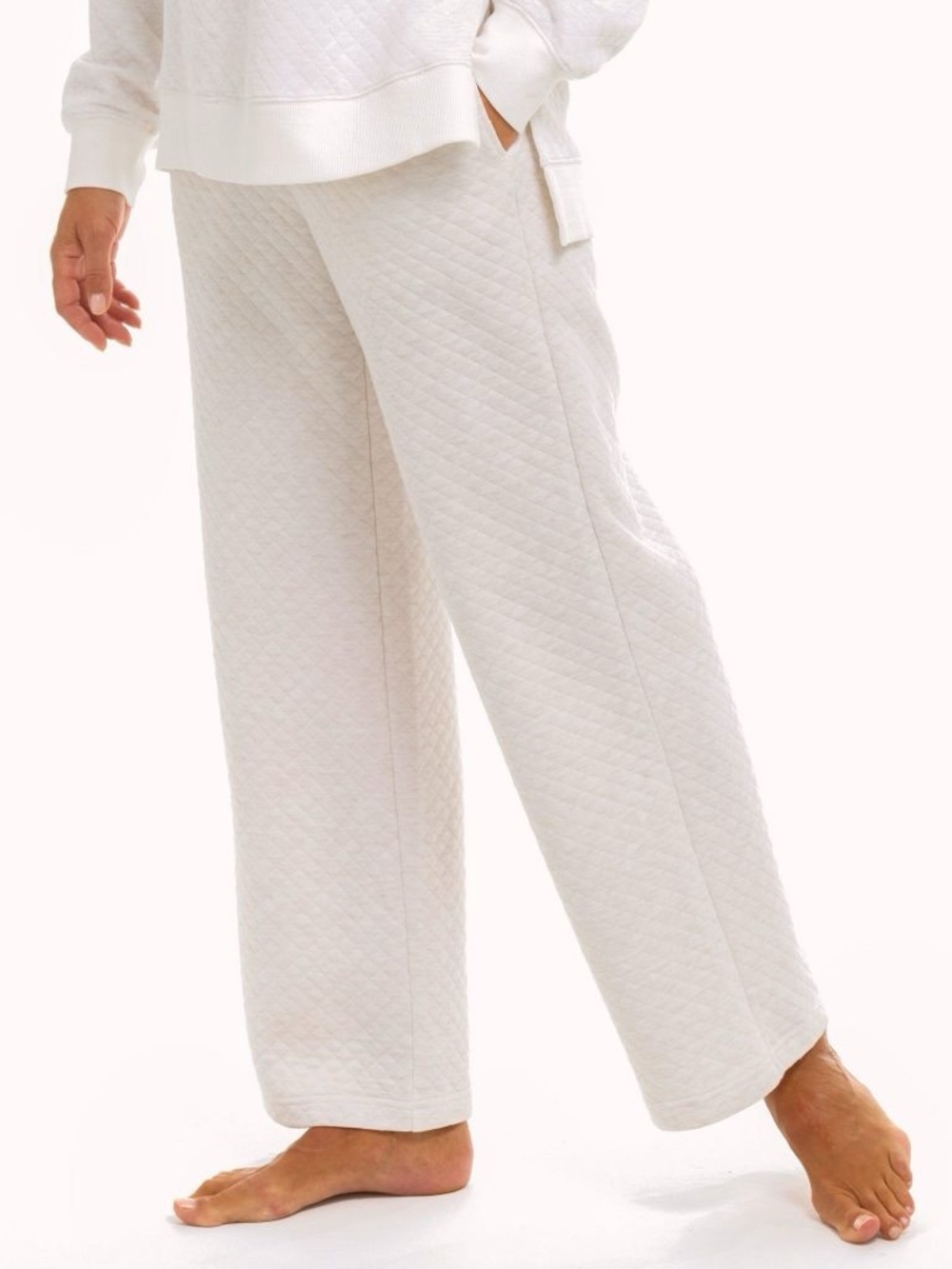 Heidi Carey Oatmeal Quilted Loungewear Pants Size Large